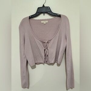 La Hearts Women's Light Purple Tie-Front Crop Top